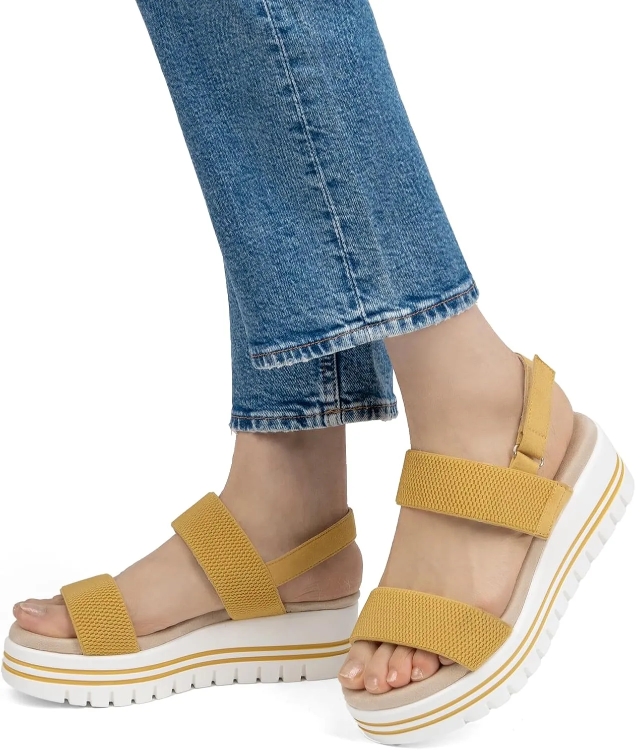 VJH confort Women's Wedge Sandals, Open Toe Ankle Strap Casual Platform Sandals
