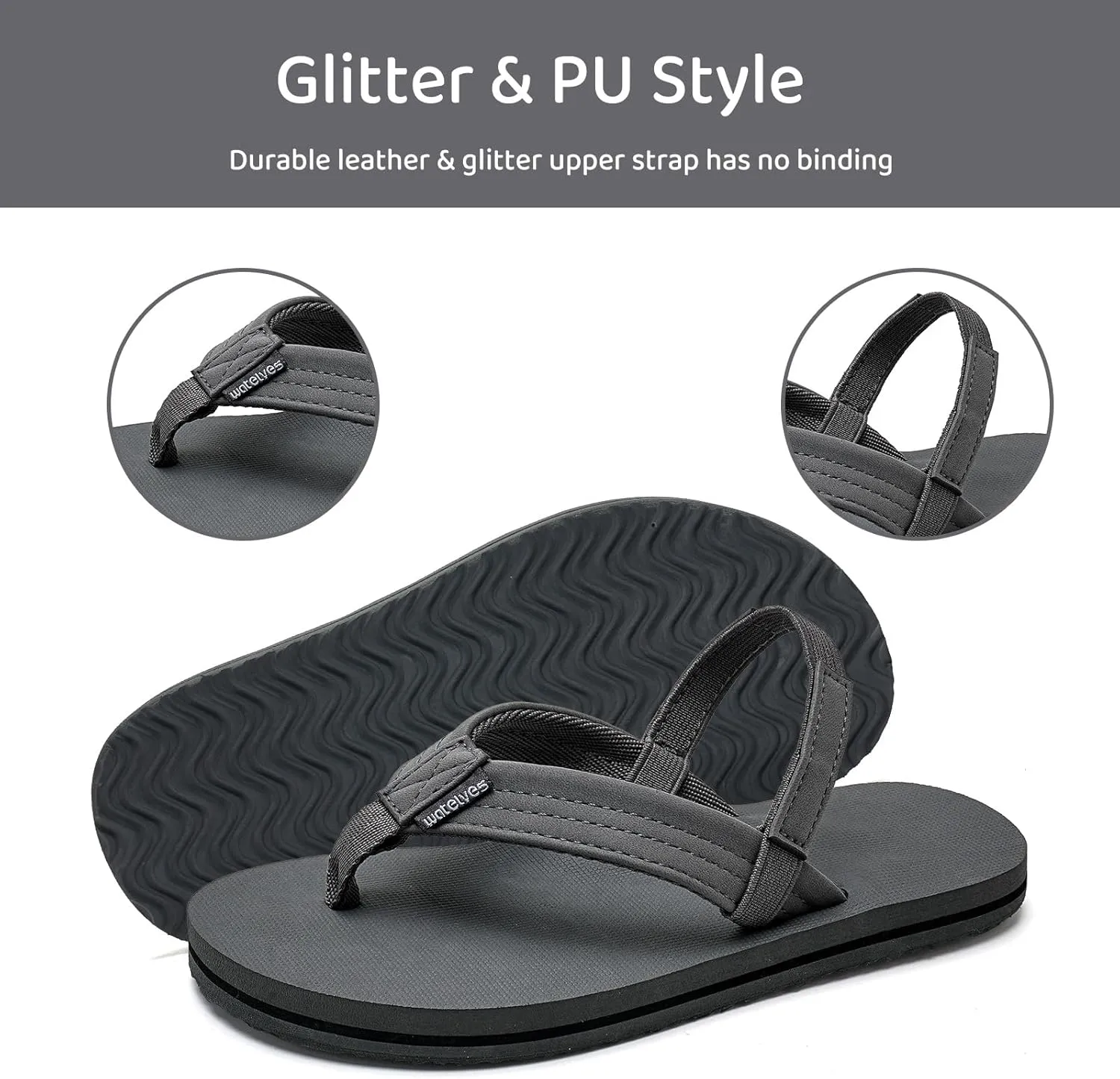 WateLves Toddler Flip Flops Girls Boys Sandals Shoes Kids Slip on Summer Sandals for Bath Shower Beach Pool (Toddler/Little Kid/Big Kid)