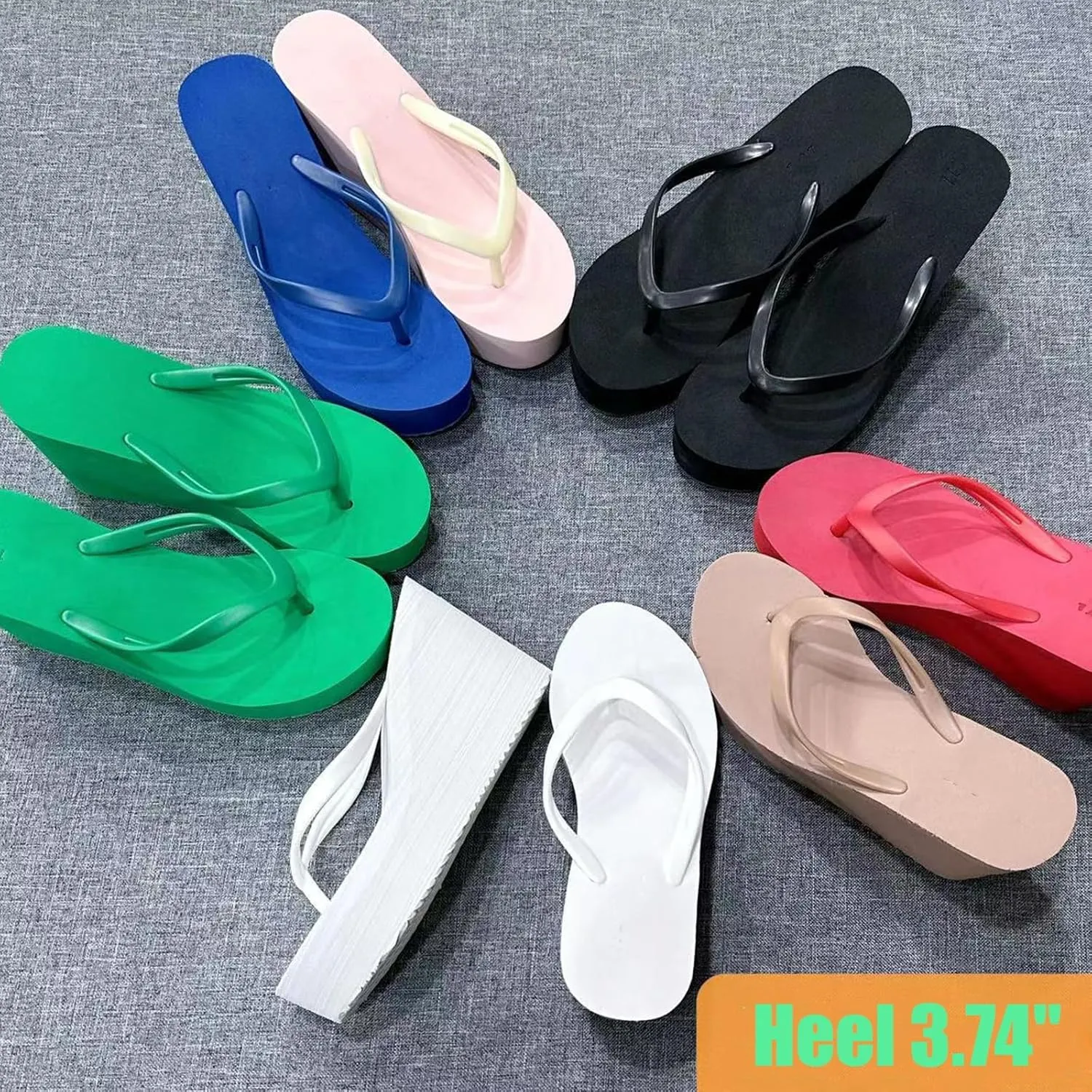 Wedge Flip Flops Platform Sandals,Summer Beach Nonslip Comfort Casual Thong Sandal Bohemian Beach Vacation Sandals (Black,8.5)