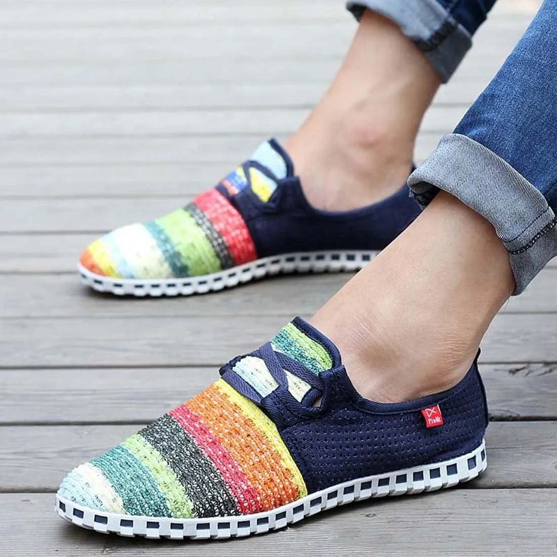 WENJHEN Men Flats Espadrilles Canvas Shoes Loafers Athletic Knitted Casual Plims