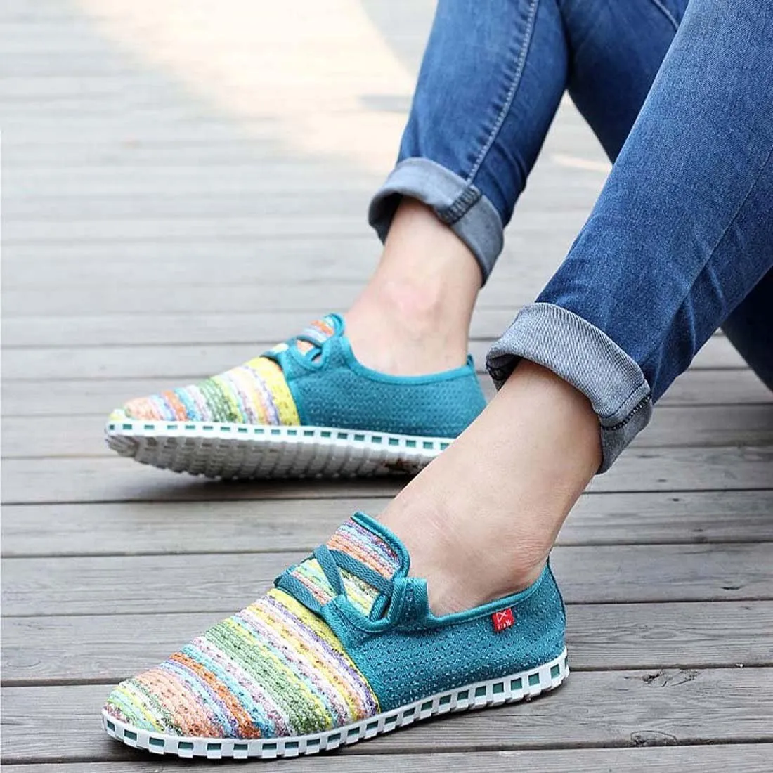 WENJHEN Men Flats Espadrilles Canvas Shoes Loafers Athletic Knitted Casual Plims
