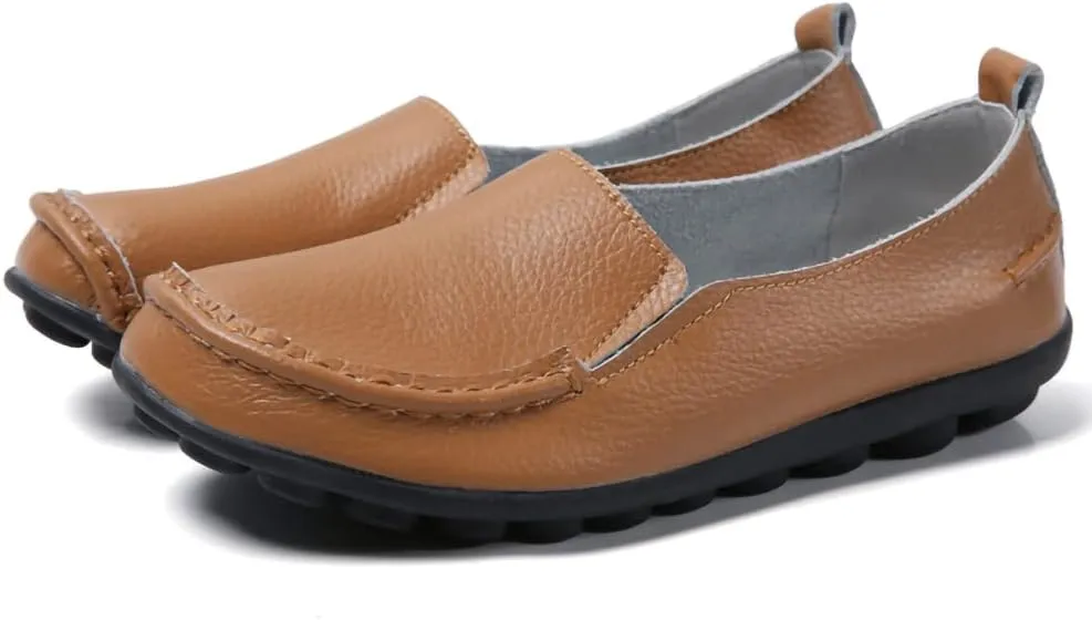 WERWAES Casual Womens Loafers Shoes Soft Leather Lightweight Classic Penny Slip-on Loafers Outdoor Indooor Walking Driving Moccasins Flats for Womens Nurse Boat Shoes