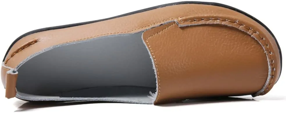 WERWAES Casual Womens Loafers Shoes Soft Leather Lightweight Classic Penny Slip-on Loafers Outdoor Indooor Walking Driving Moccasins Flats for Womens Nurse Boat Shoes