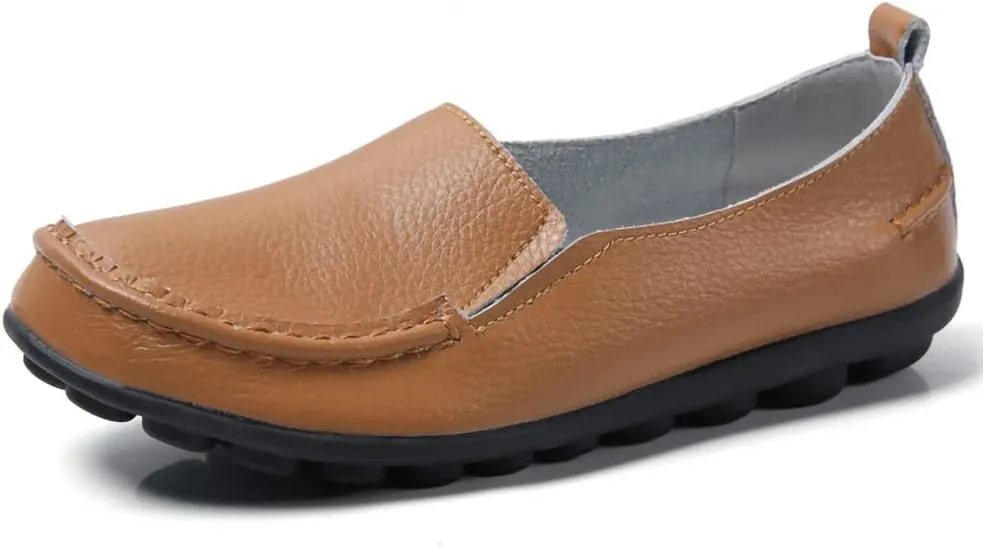 WERWAES Casual Womens Loafers Shoes Soft Leather Lightweight Classic Penny Slip-on Loafers Outdoor Indooor Walking Driving Moccasins Flats for Womens Nurse Boat Shoes