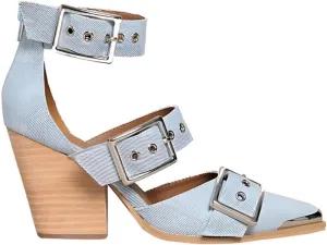 Western Sandals for Women Chunky Heel Pointed Toe Pumps Metal Buckle Strappy Western Comfortable Bridal Shoes