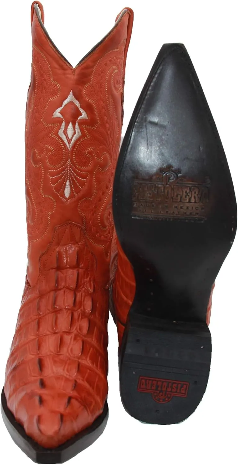 Western Shops Mens Crocodile Alligator Print Leather Cowboy Western Boots Snip Toe