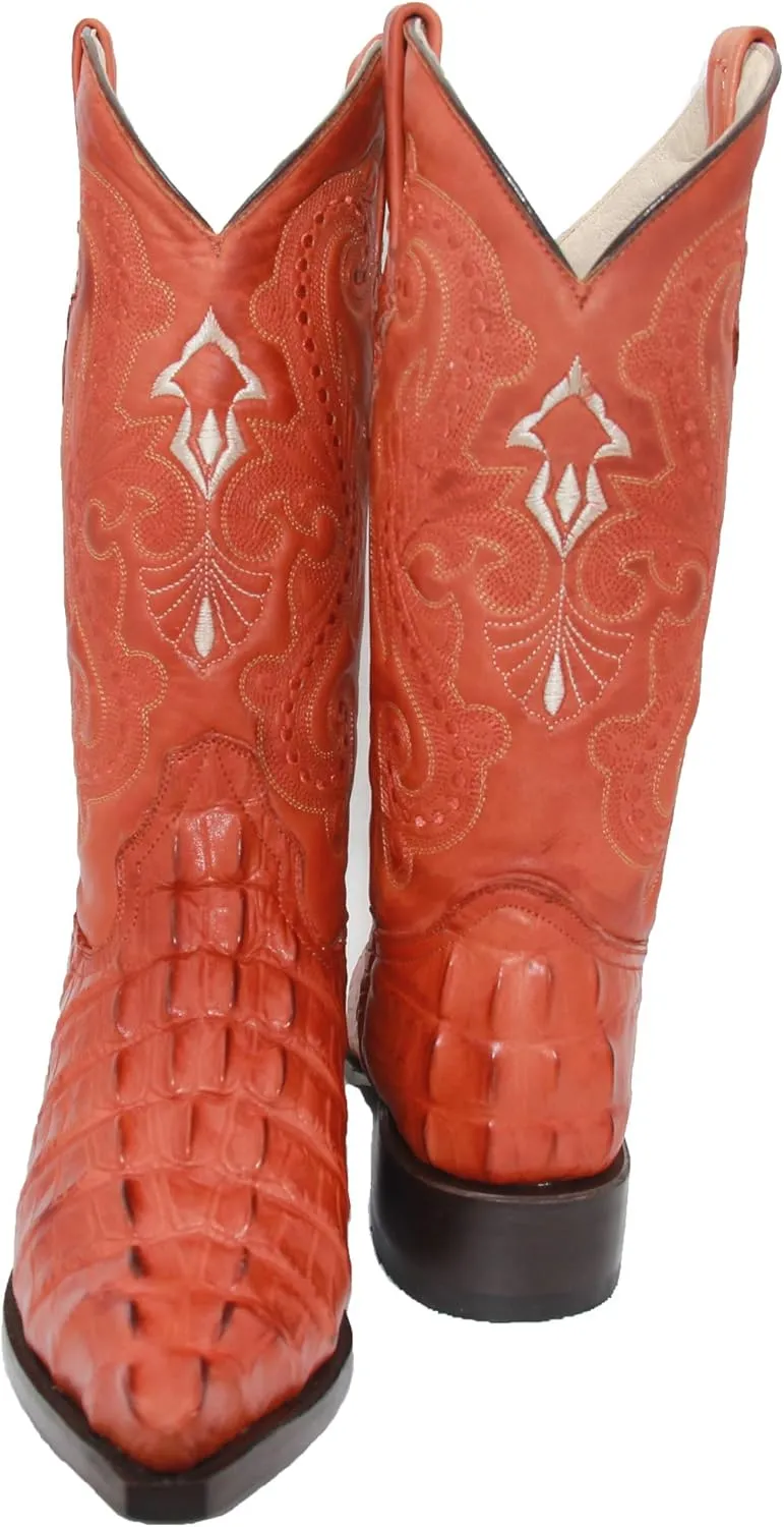 Western Shops Mens Crocodile Alligator Print Leather Cowboy Western Boots Snip Toe