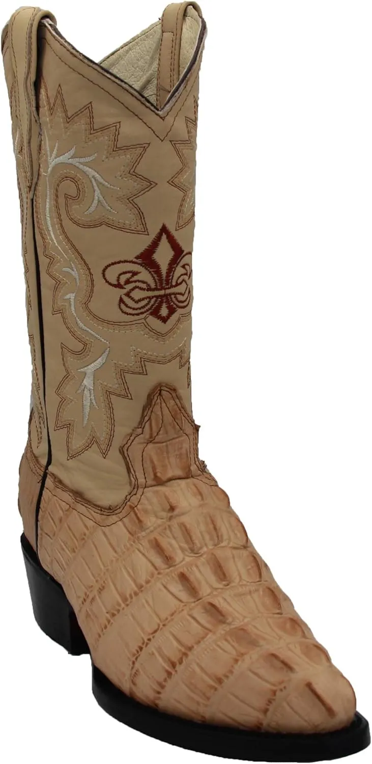 Western Shops Mens Leather Crocodile Alligator Print Western Cowboy Boots
