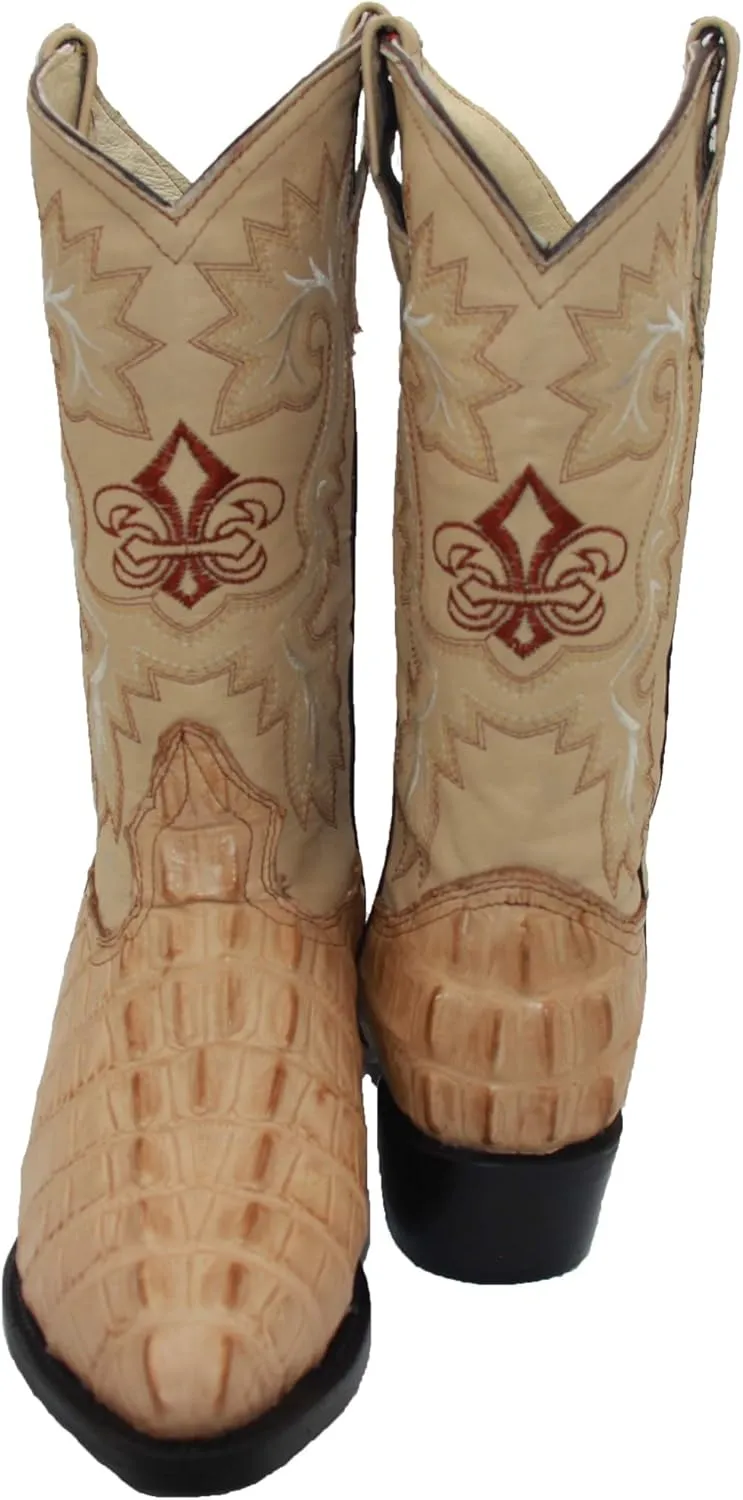 Western Shops Mens Leather Crocodile Alligator Print Western Cowboy Boots
