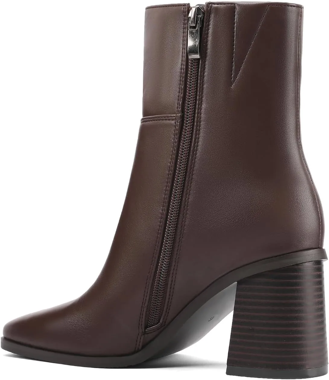 Women Ankle Boots Square Toe Chunky Heel Booties Mid Stacked Heels Fashion Dress Short Boots with Zips
