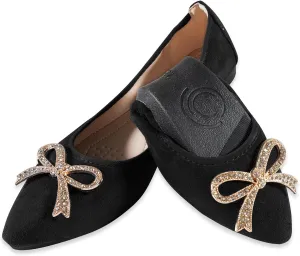 Women Ballet Flats Fashion Bowknot Suede Comfort Pointed Toe Slip On Dress Shoes