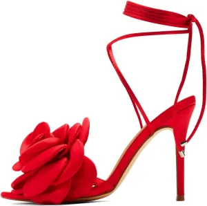 Women Charming Flower Open Pointed Toe Sandals Tie up Ankle Strap Stiletto High Heels Graceful Wedding Prom Party Dressy Shoes Size 4-16 US