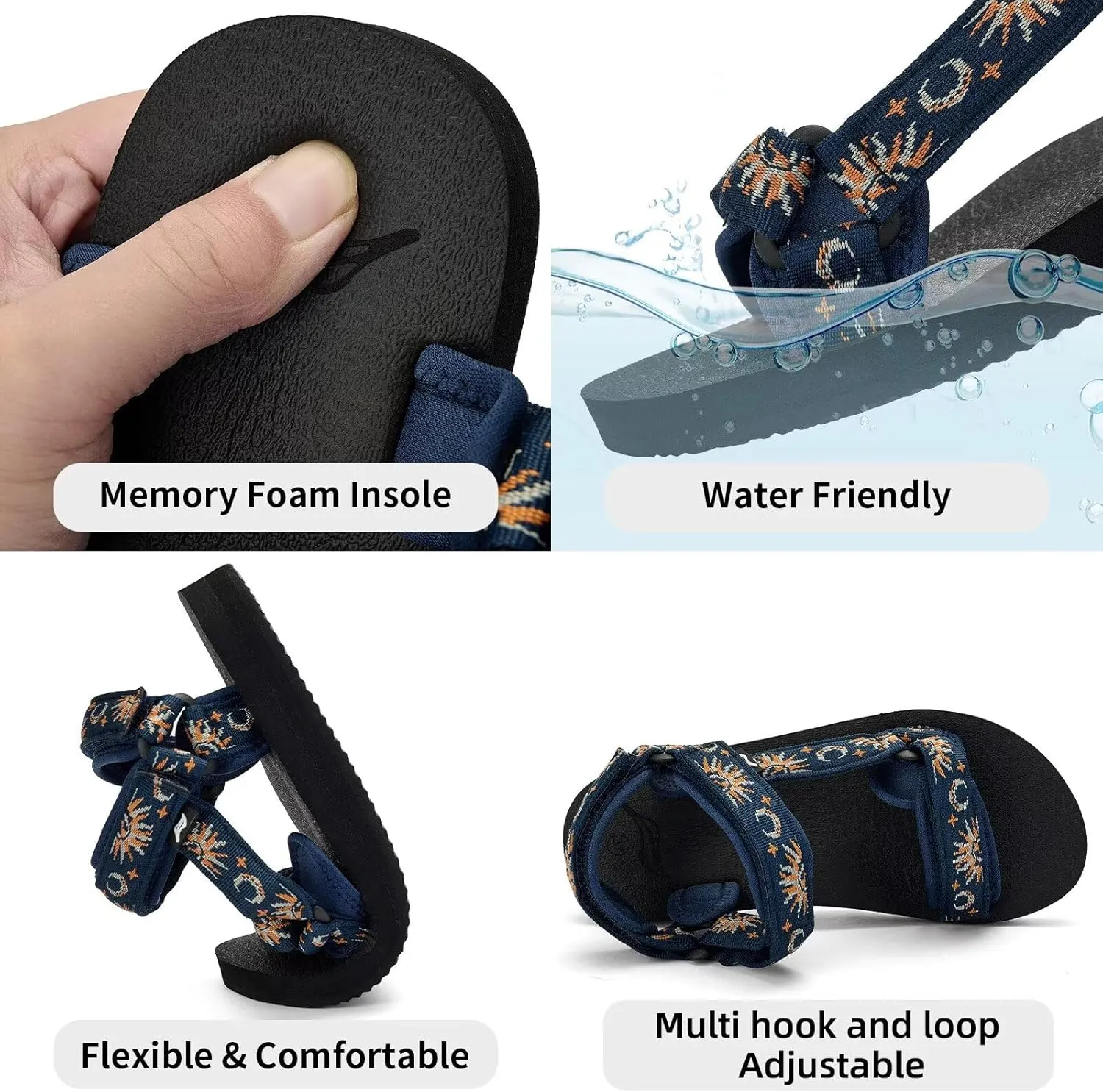 Women Hiking Sandals Casual Lightweight Water Sandal With Arch Support Yoga Mat Insole Outdoor Sport Beach Shoes