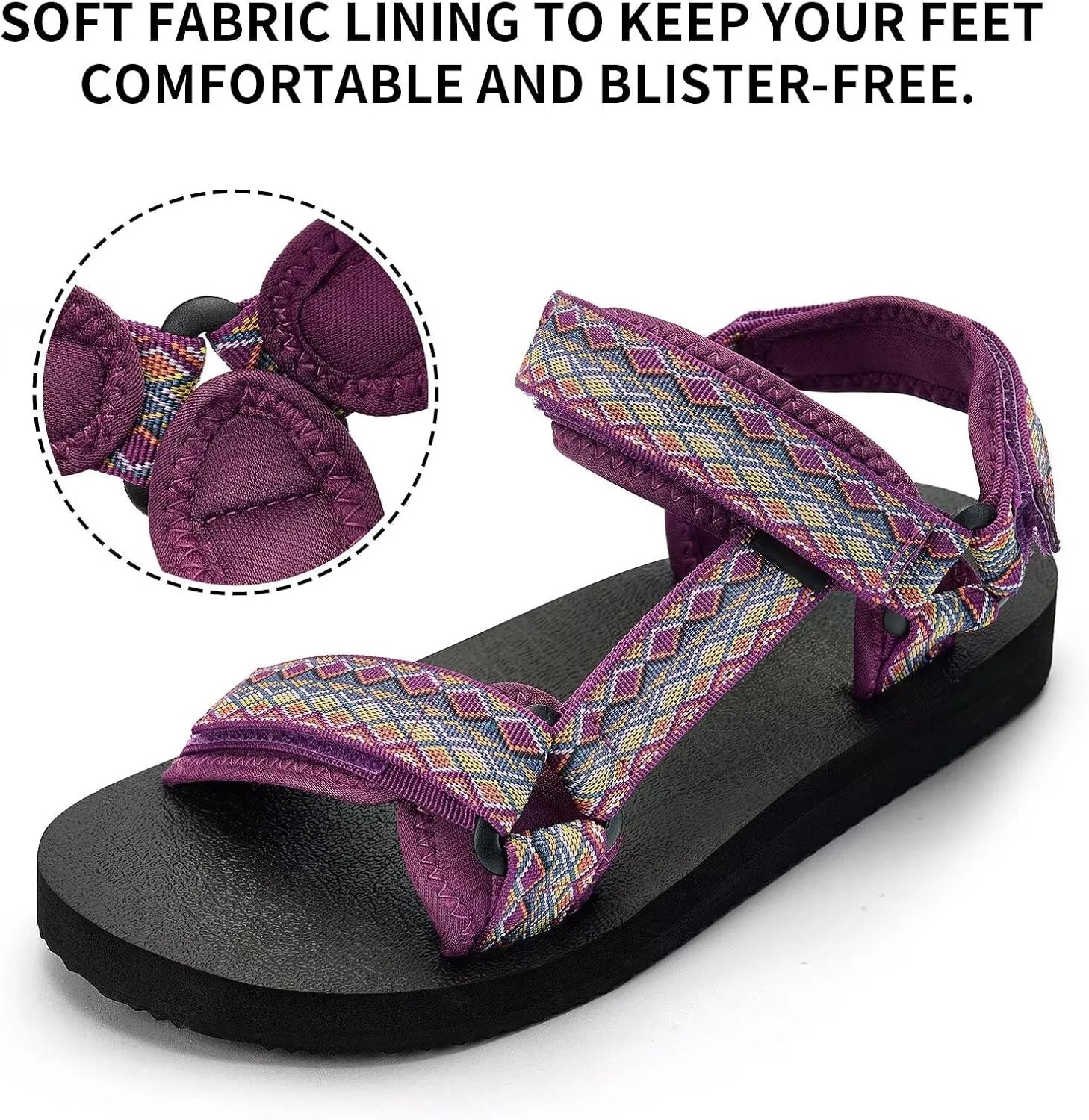 Women Hiking Sandals Casual Lightweight Water Sandal With Arch Support Yoga Mat Insole Outdoor Sport Beach Shoes