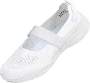 Women Mary Jane Shoes Slip On Walking Flats Comfortable Dressy Knit Washable Casual Nurse Shoe with Arch Support