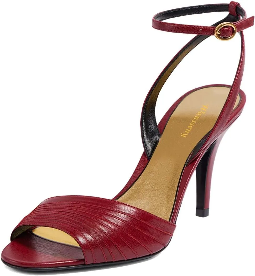 Women Open Toe Stiletto High Heel Sandals Sexy Ankle Strap Buckle Summer Prom Club Evening Dress Shoes Size 4-16 US