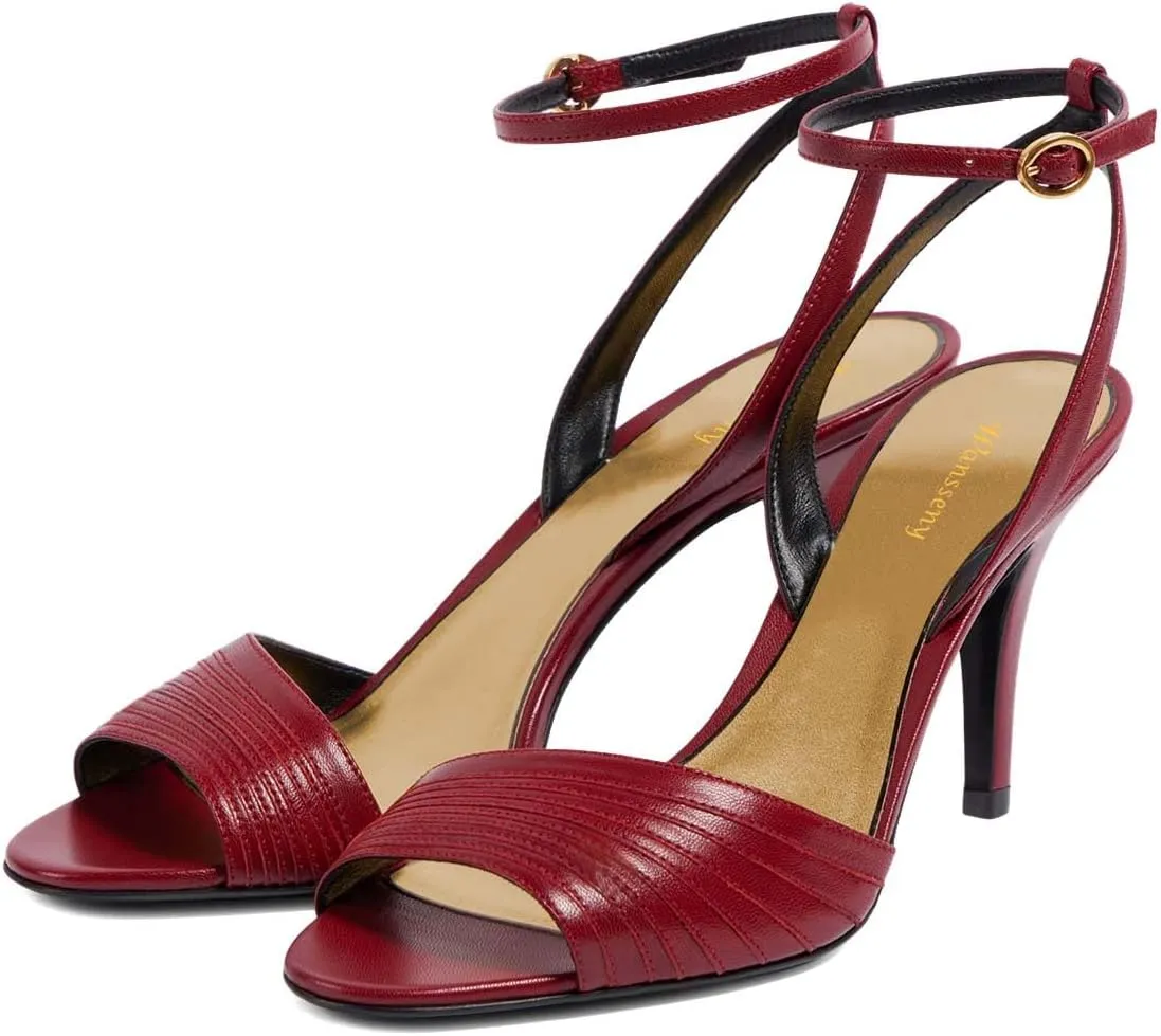 Women Open Toe Stiletto High Heel Sandals Sexy Ankle Strap Buckle Summer Prom Club Evening Dress Shoes Size 4-16 US