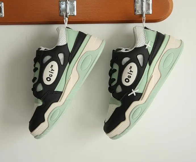 Women Platform Fashion Sneakers Low Top Lace-Up Comfortable Stylish Casual Walking Skateboard Shoes, Street Sneakers Size 5-8