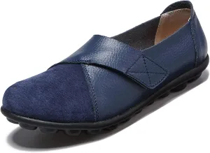 Women Premium Ultra Soft Orthopedic Flats Loafers Leather Slip on Soft Bottom Non-Slip Adjustable Easy On Comfy Large Size Moccasins Walking Dotmalls Shoes (Blue,13,Women,13)