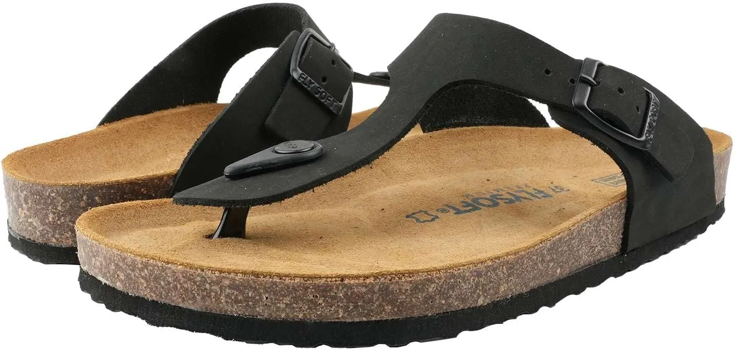 Women's 100% Genuine Leather Sandals - Comfortable Smart Foam Footbed, Slip-On Slides for Summer Wear, Adjustable Fit and Durable Non-Slip Sole