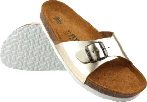 Women's 100% Genuine Leather Sandals - Comfortable Smart Foam Footbed, Slip-On Slides for Summer Wear, Adjustable Fit and Durable Non-Slip Sole