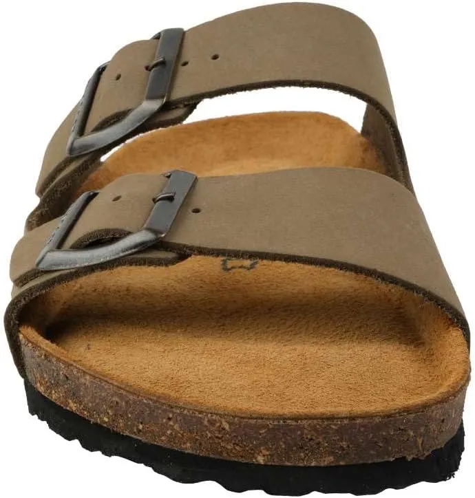 Women's 100% Genuine Leather Sandals - Comfortable Smart Foam Footbed, Slip-On Slides for Summer Wear, Adjustable Fit and Durable Non-Slip Sole