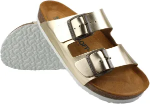 Women's 100% Genuine Leather Sandals - Comfortable Smart Foam Footbed, Slip-On Slides for Summer Wear, Adjustable Fit and Durable Non-Slip Sole
