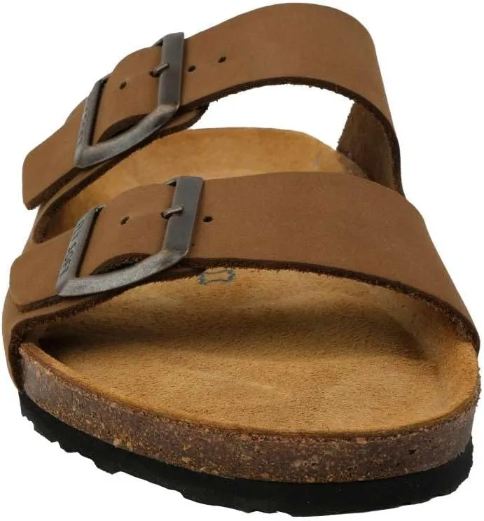 Women's 100% Genuine Leather Sandals - Comfortable Smart Foam Footbed, Slip-On Slides for Summer Wear, Adjustable Fit and Durable Non-Slip Sole