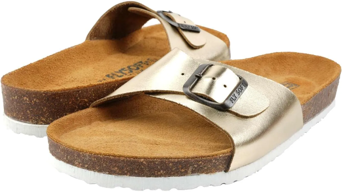 Women's 100% Genuine Leather Sandals - Comfortable Smart Foam Footbed, Slip-On Slides for Summer Wear, Adjustable Fit and Durable Non-Slip Sole