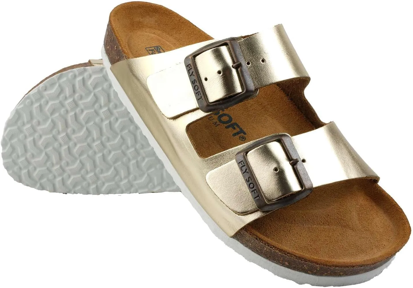 Women's 100% Genuine Leather Sandals - Comfortable Smart Foam Footbed, Slip-On Slides for Summer Wear, Adjustable Fit and Durable Non-Slip Sole