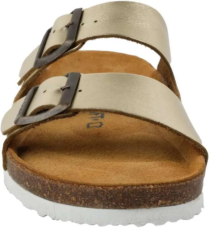 Women's 100% Genuine Leather Sandals - Comfortable Smart Foam Footbed, Slip-On Slides for Summer Wear, Adjustable Fit and Durable Non-Slip Sole