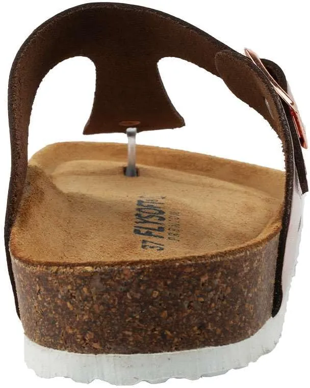 Women's 100% Genuine Leather Sandals - Comfortable Smart Foam Footbed, Slip-On Slides for Summer Wear, Adjustable Fit and Durable Non-Slip Sole