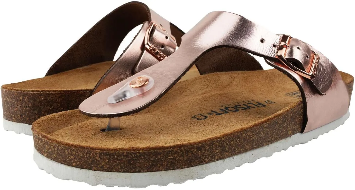 Women's 100% Genuine Leather Sandals - Comfortable Smart Foam Footbed, Slip-On Slides for Summer Wear, Adjustable Fit and Durable Non-Slip Sole