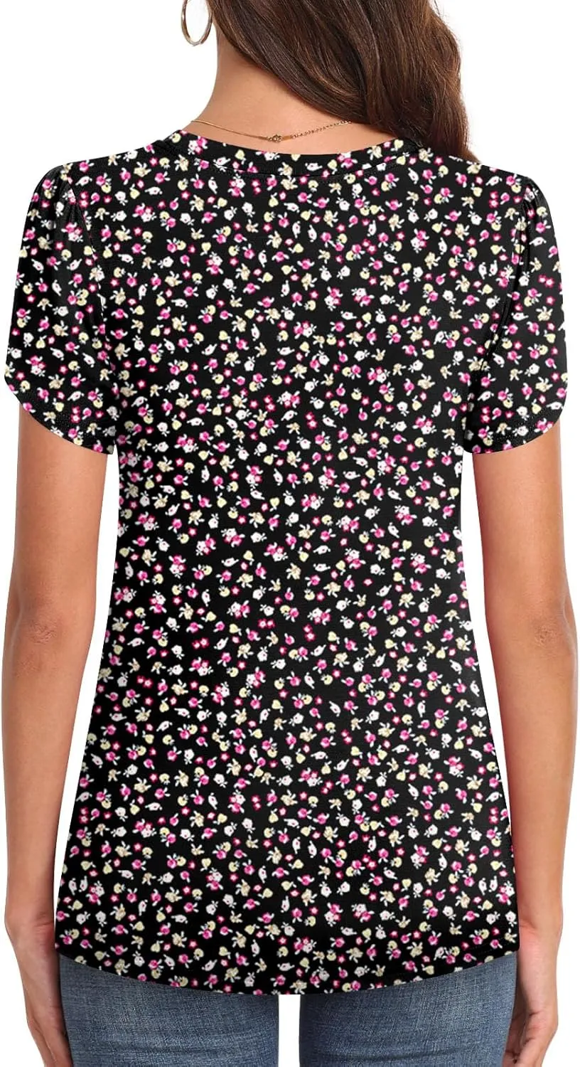 Womens 2025 Summer Tops Casual Twist Front Blouses Short Sleeve Tshirts Fitting Tunic S-3XL