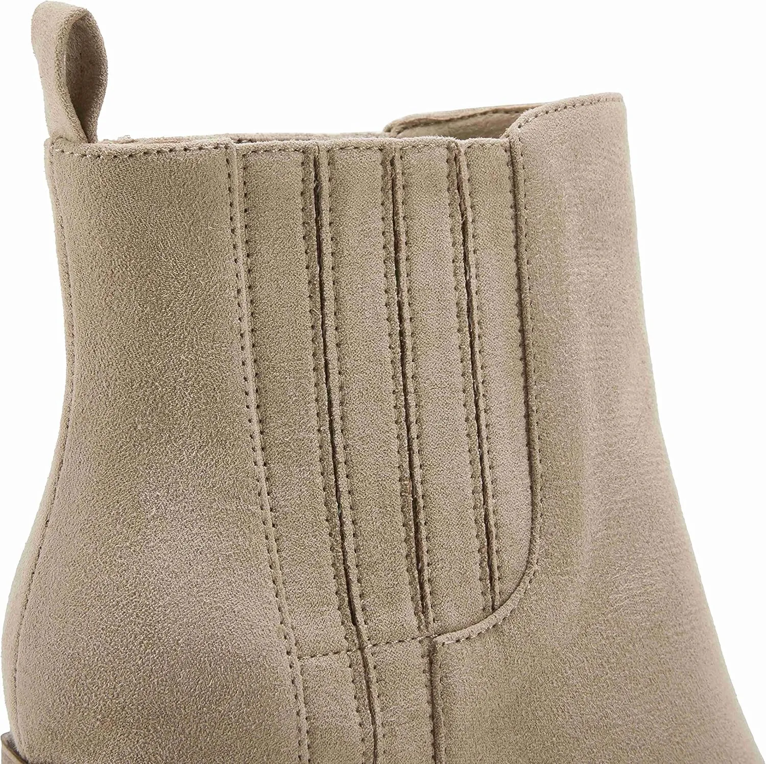 Womens Ankle Boots Slip on Pointed Toe Chunky Block Mid Heel Leather Elastic Panel Casual Chelsea Western Booties