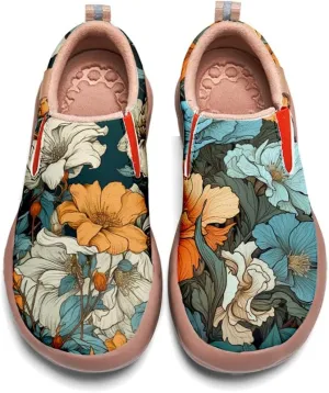 Women's Art Painted Travel Shoes Classical Floral Pattern Slip On Loafers Leather Lightweight Comfort Sneakers