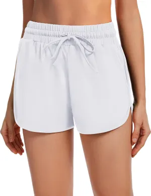 Women's Athletic Shorts High Waisted Running Workout Black Sporty Spandex Dolphin Shorts for Gym Yoga Pockets 2.5"