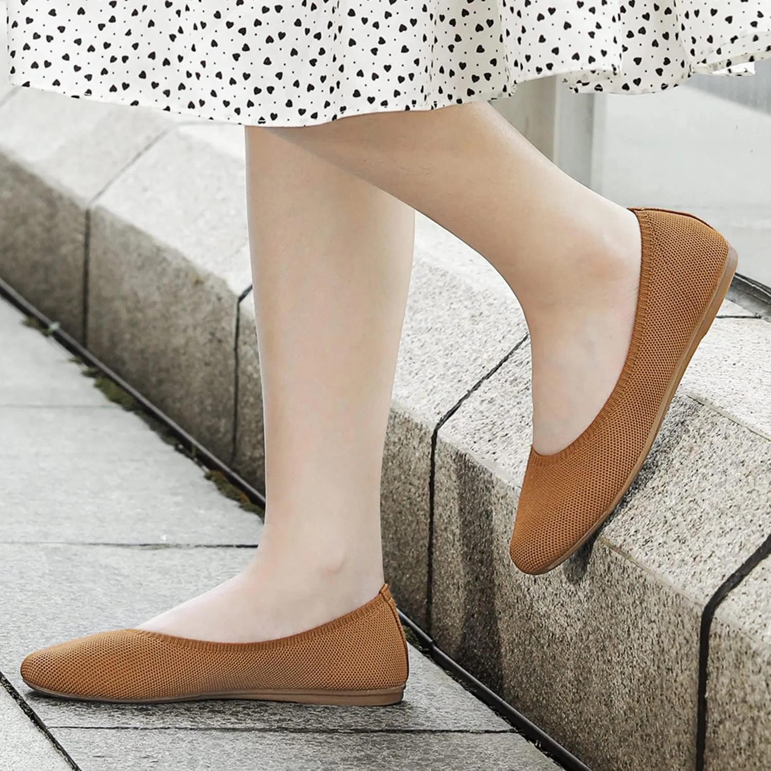Women's Ballet Flat Dressy Casual Knit Shoes Round Toe Women Mesh Flats