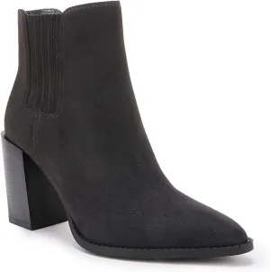 Womens Booties Pointed Toe Stacked Heel Fashion Chelsea Ankle Boots