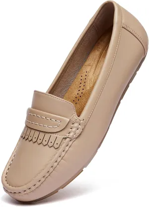 Women's Business Loafers Work Casual Flats Shoes Lightweight Penny PU Leather Slip On Walking Shoes