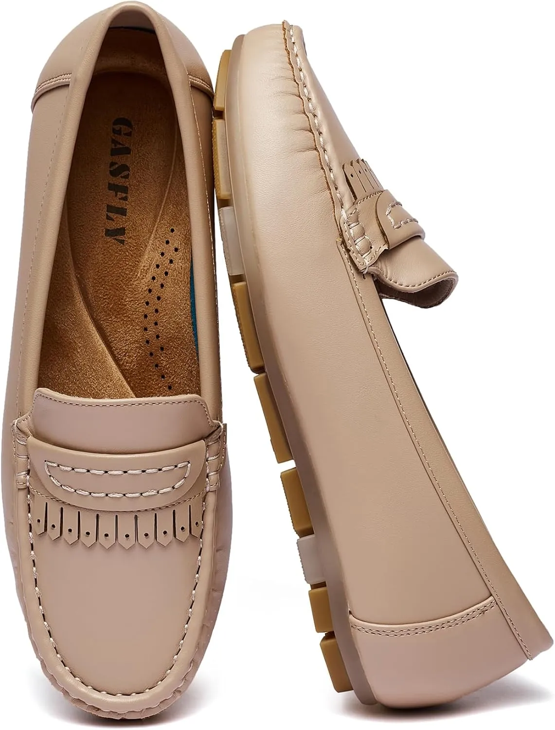 Women's Business Loafers Work Casual Flats Shoes Lightweight Penny PU Leather Slip On Walking Shoes