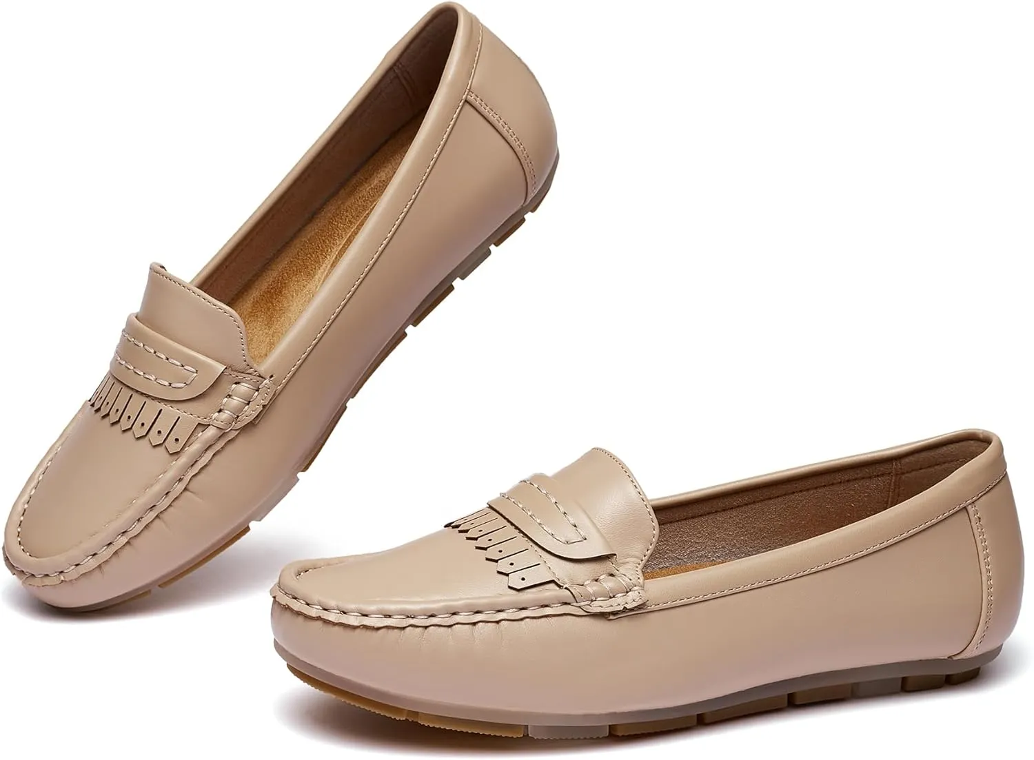 Women's Business Loafers Work Casual Flats Shoes Lightweight Penny PU Leather Slip On Walking Shoes