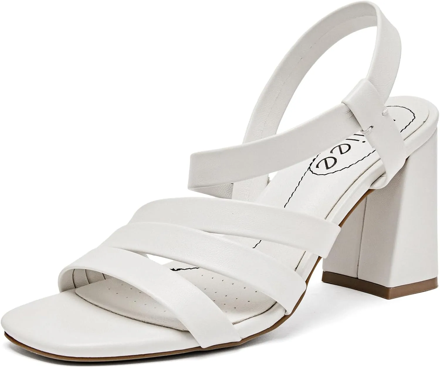 Women's Chunky Heeled Sandals - Square Open Toe Ankle Strappy Dressy Pump Heels Wedding Party Shoes for Women.