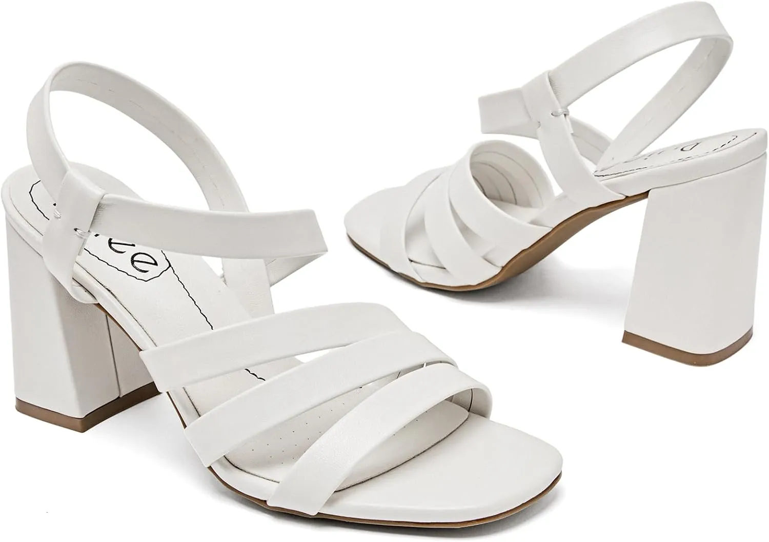 Women's Chunky Heeled Sandals - Square Open Toe Ankle Strappy Dressy Pump Heels Wedding Party Shoes for Women.