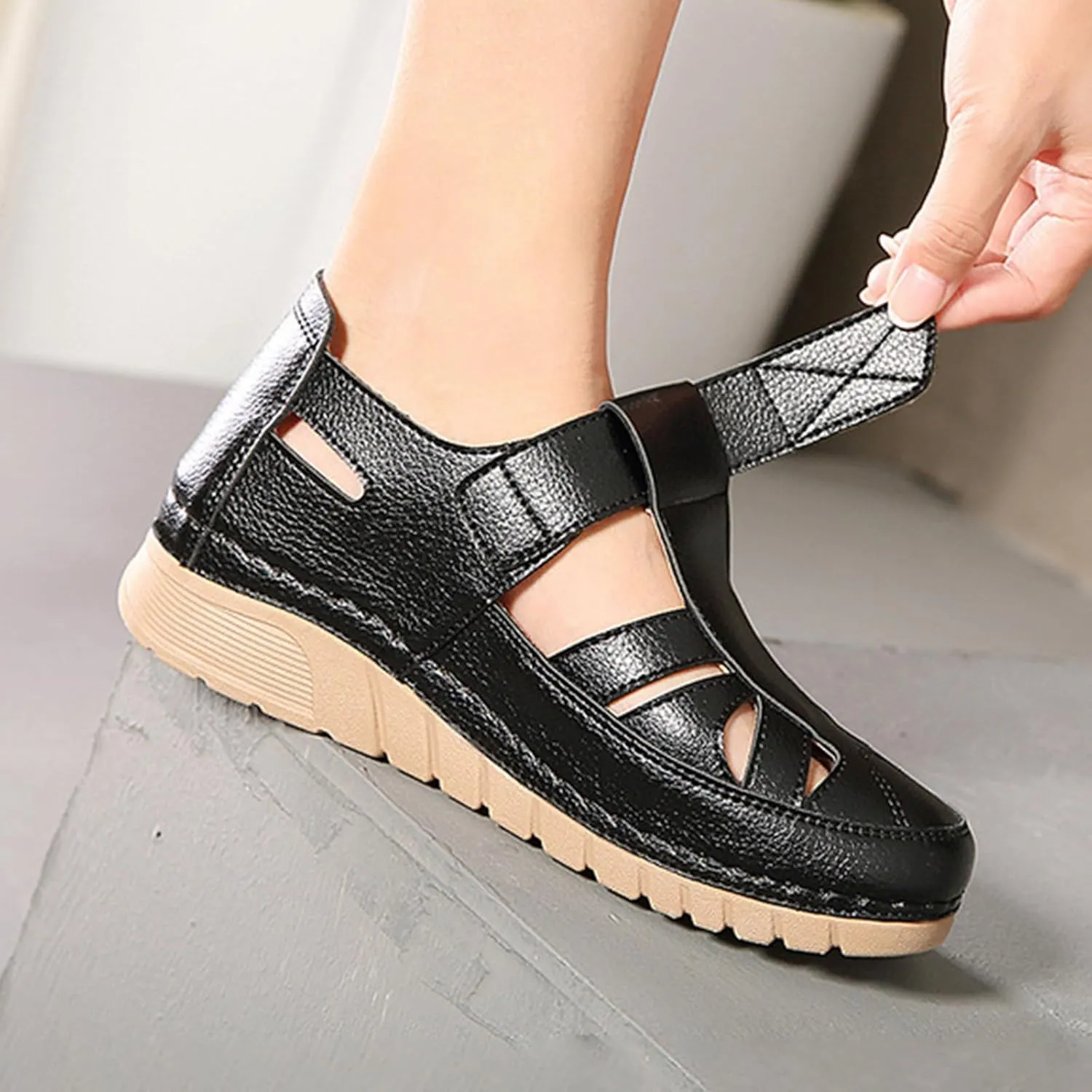 Women's Closed Toe Slip-On Casual Loafers,Lightweight Comfy Boho Gladiator Ankle Strap Orthotic Softsole Wedge Sandals
