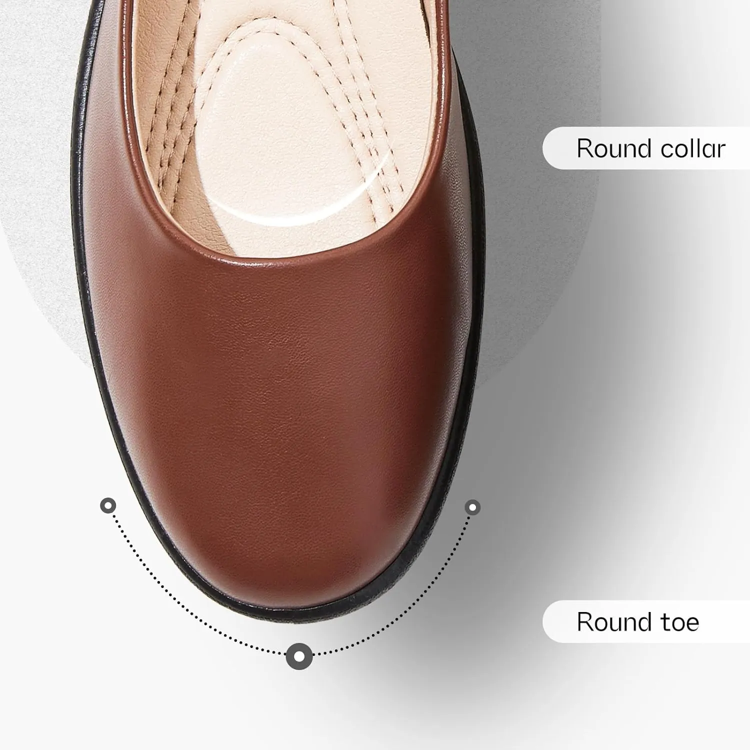 Women's Comfortable Black Leather Dress Ballerina Flats for Office and Work