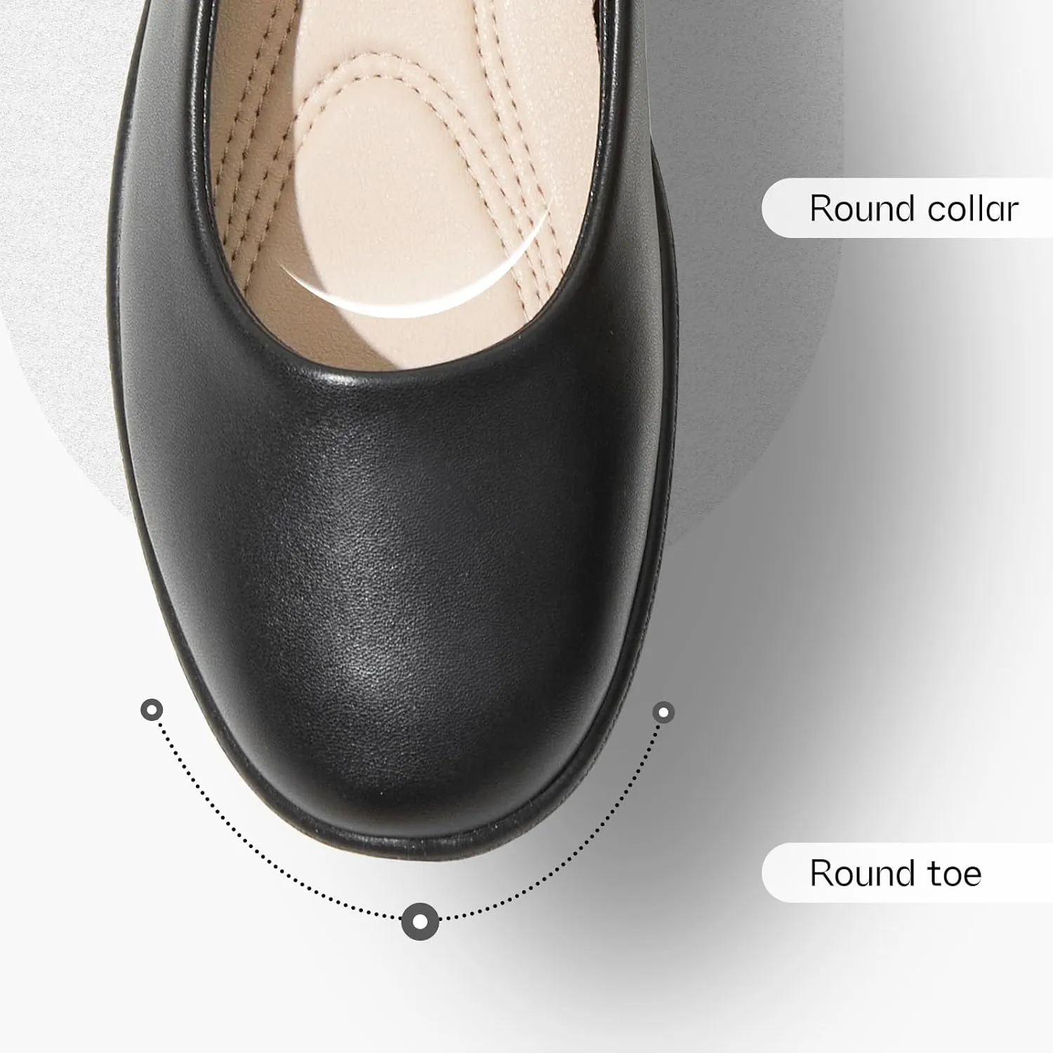 Women's Comfortable Black Leather Dress Ballerina Flats for Office and Work