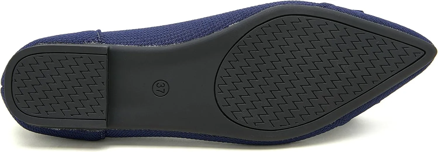 Womens Flats Shoes Pointed Toe Knit Mesh Ballet Flats with Bowknot Comfortable Dressy Washable Flat