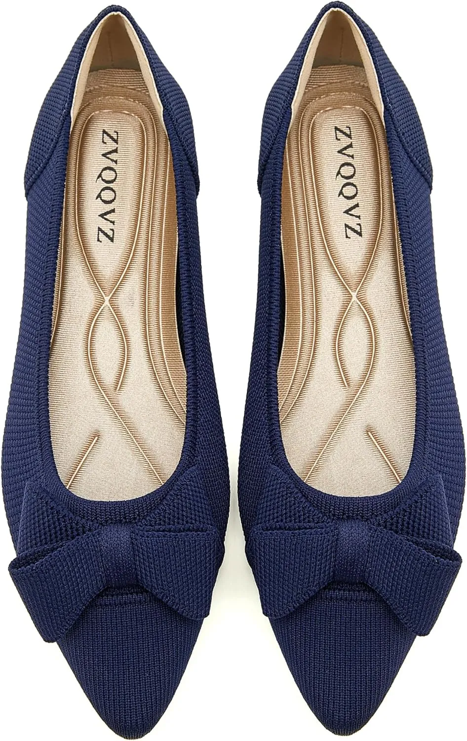 Womens Flats Shoes Pointed Toe Knit Mesh Ballet Flats with Bowknot Comfortable Dressy Washable Flat