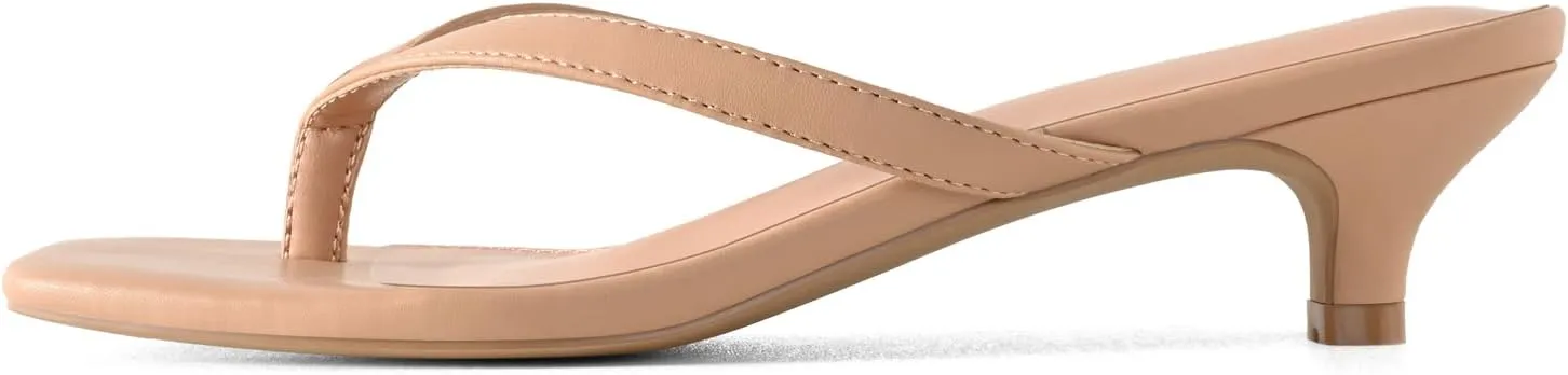 Women’s Flip-Flops Kitten Heels Thong Sandals For Women Square Toe Slip On Fashion Summer Dress Sandals